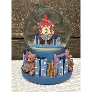 Shalom House Dreidel Musical Snow Globe Music Box Rotating Figurine Works Great